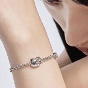 Sanrio Accessories Hello Kitty Silver 925 Charm Bracelet Anime Small Or Girls